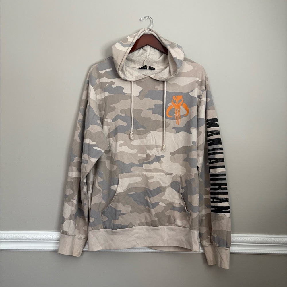 THE MANDALORIAN Star Wars Camo Hoodie with Orange and Black Accents